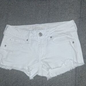 American Eagle Outfitters White Distressed Jean Shorts